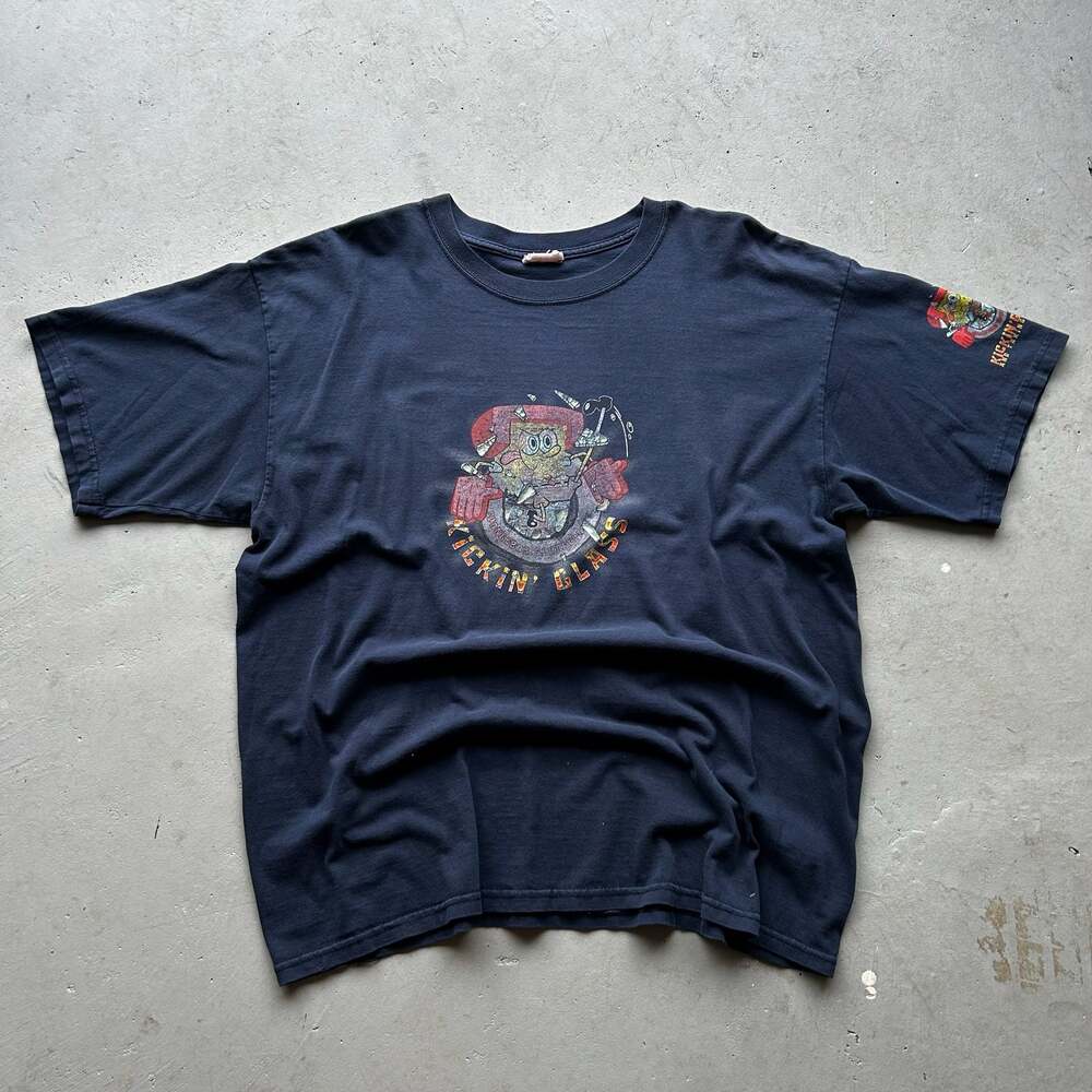 Vintage Y2K SpongeBob SquarePants 'Kickin' Glass and Taking Names' T-Shirt
